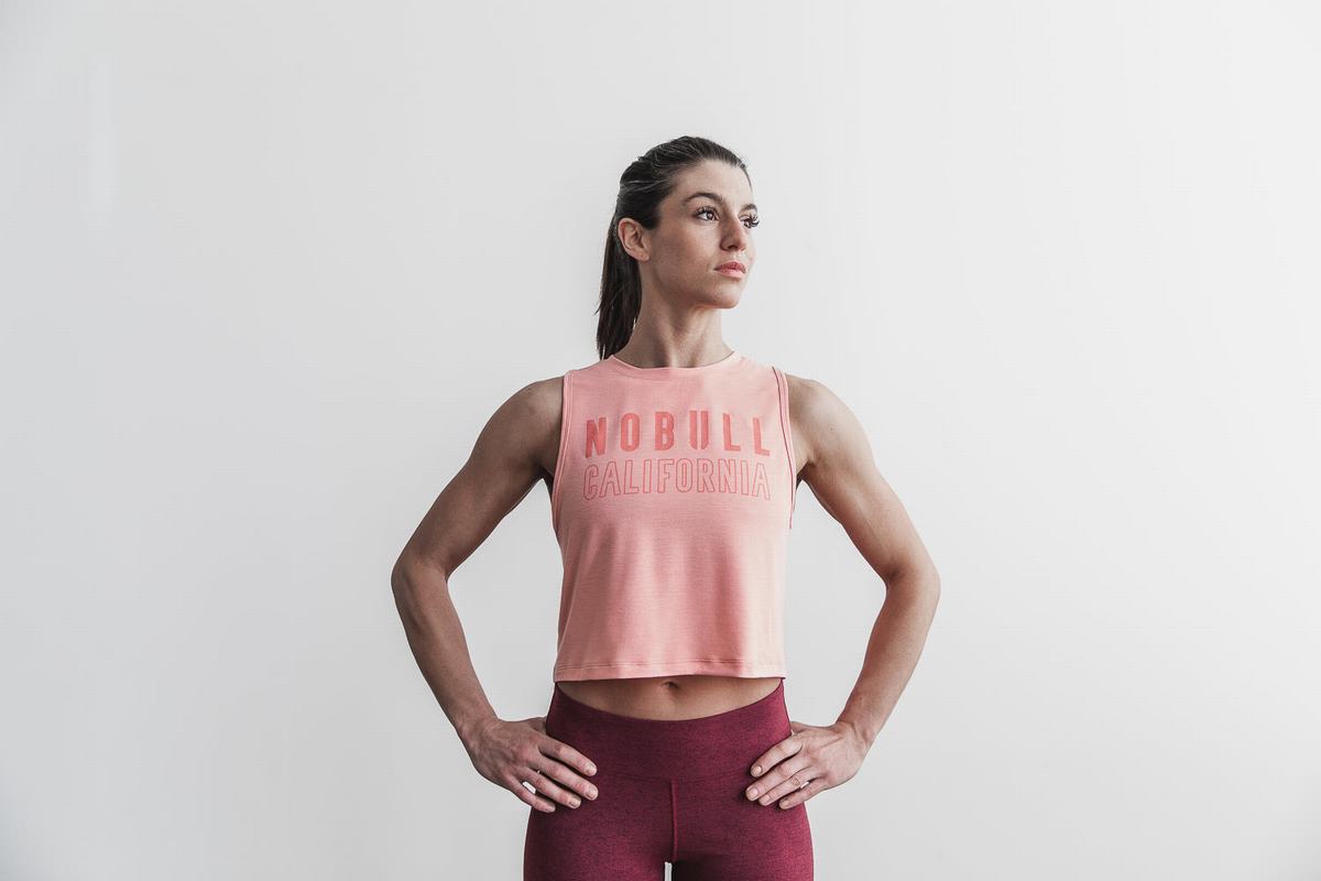 Nobull Muscle California Women's Tank Tops Light Coral | Australia (XJ0861)